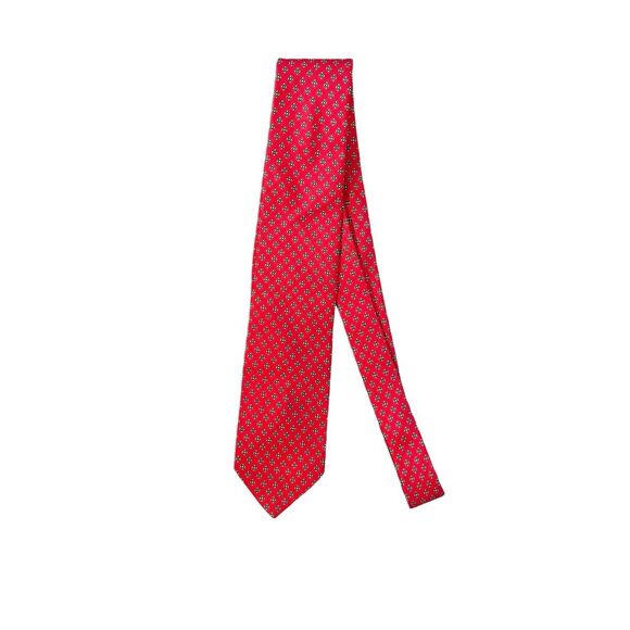 Christian Dior Red‎ Geometric Print 100% Silk Tie - Picture 1 of 2